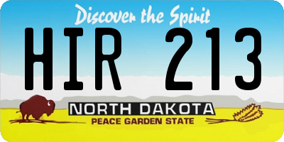 ND license plate HIR213