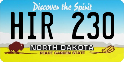 ND license plate HIR230