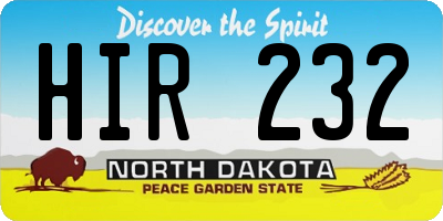 ND license plate HIR232