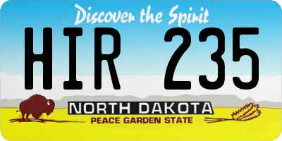 ND license plate HIR235