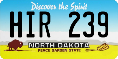 ND license plate HIR239