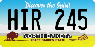 ND license plate HIR245