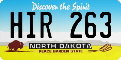 ND license plate HIR263