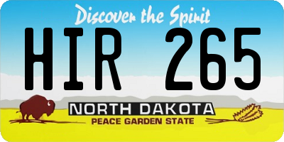 ND license plate HIR265