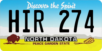 ND license plate HIR274