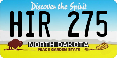 ND license plate HIR275