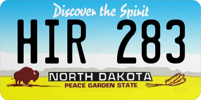 ND license plate HIR283