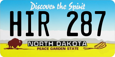 ND license plate HIR287