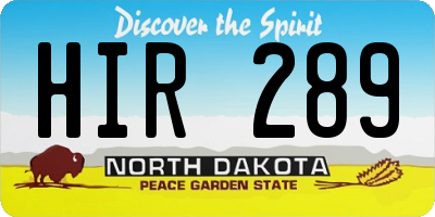 ND license plate HIR289