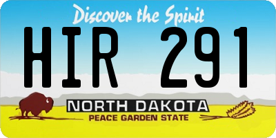 ND license plate HIR291