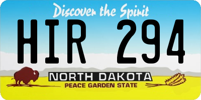 ND license plate HIR294