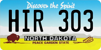 ND license plate HIR303