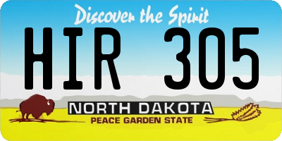 ND license plate HIR305
