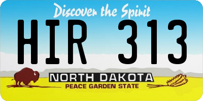 ND license plate HIR313