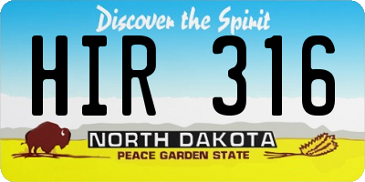 ND license plate HIR316