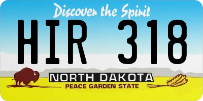 ND license plate HIR318