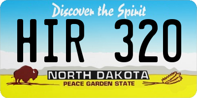 ND license plate HIR320