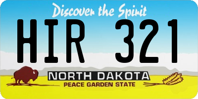 ND license plate HIR321