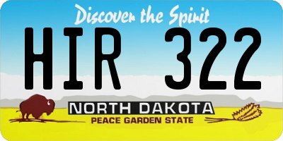 ND license plate HIR322