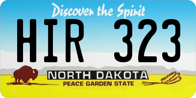 ND license plate HIR323