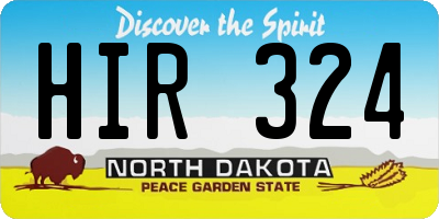 ND license plate HIR324