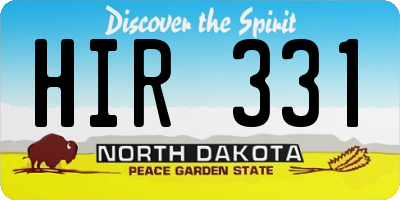 ND license plate HIR331
