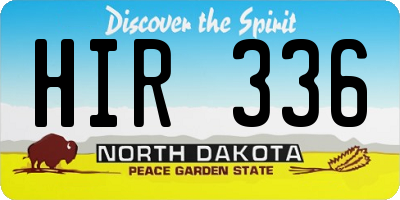 ND license plate HIR336