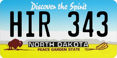 ND license plate HIR343