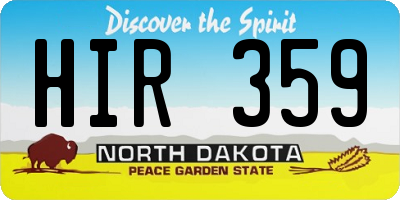 ND license plate HIR359