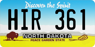 ND license plate HIR361