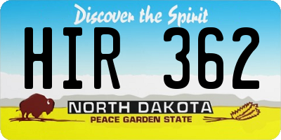 ND license plate HIR362