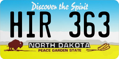 ND license plate HIR363