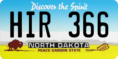 ND license plate HIR366
