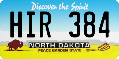 ND license plate HIR384