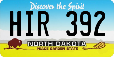ND license plate HIR392