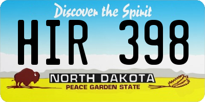 ND license plate HIR398
