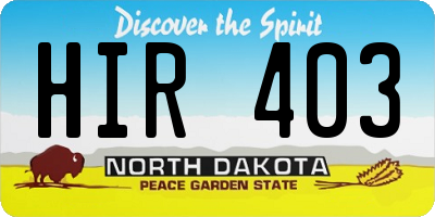 ND license plate HIR403