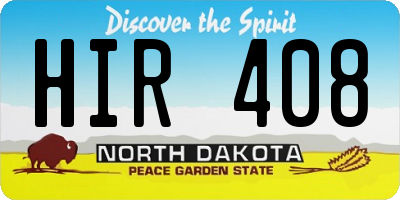 ND license plate HIR408
