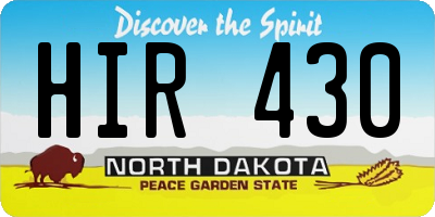 ND license plate HIR430