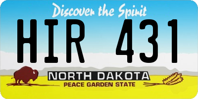 ND license plate HIR431