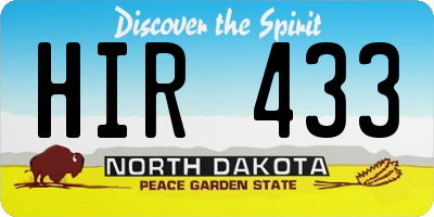 ND license plate HIR433