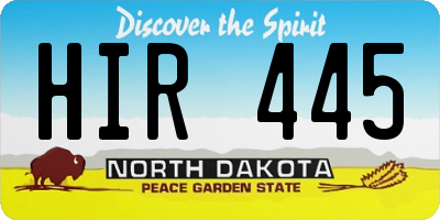 ND license plate HIR445