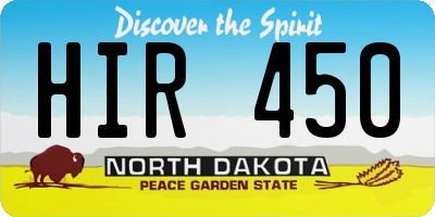 ND license plate HIR450
