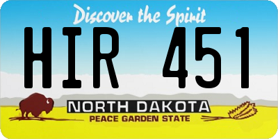 ND license plate HIR451