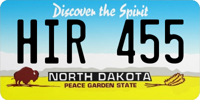 ND license plate HIR455