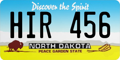 ND license plate HIR456
