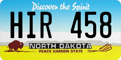 ND license plate HIR458