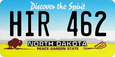 ND license plate HIR462