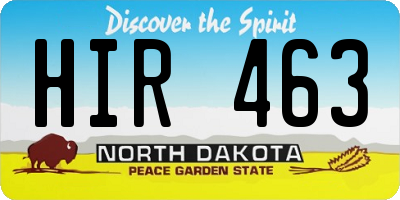 ND license plate HIR463