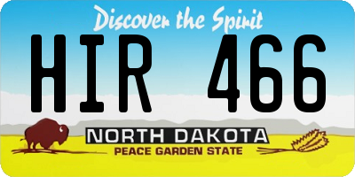 ND license plate HIR466